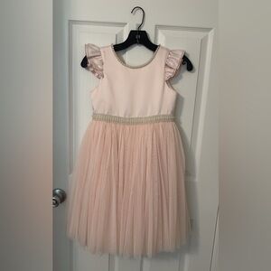 COUTURE PRINCESS Elegant Pink Kids Dress with Pearl Accents